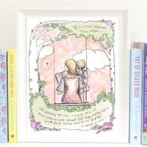 Mother Daughter Reader Print - 8x10&quot; Art Print - Featured in Well Read Mom Magazine - St. Therese of Lisieux quote