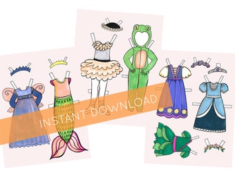 Fairytale Paper Doll Clothes - Printable - Fairytale Dress Up Set - Instant Download