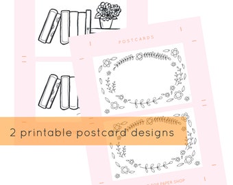Postcards Instant Download - Printable - two postcard designs - 4x6 postcards