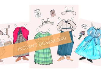 Little Women Paper Doll Clothes - Printable - Instant Download