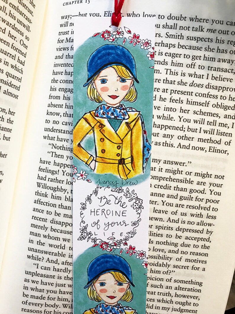 Nancy Drew bookmark illustrated bookmark literary | Etsy