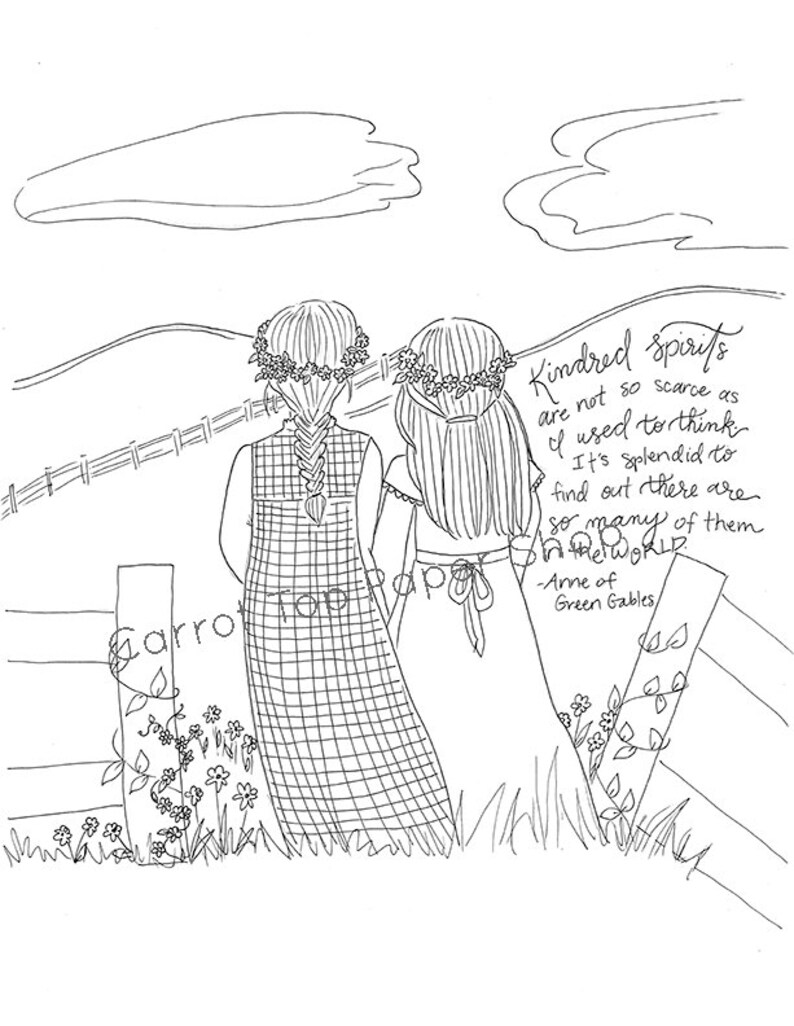 Anne of Green Gables Coloring Page Adult Coloring Literary - Etsy