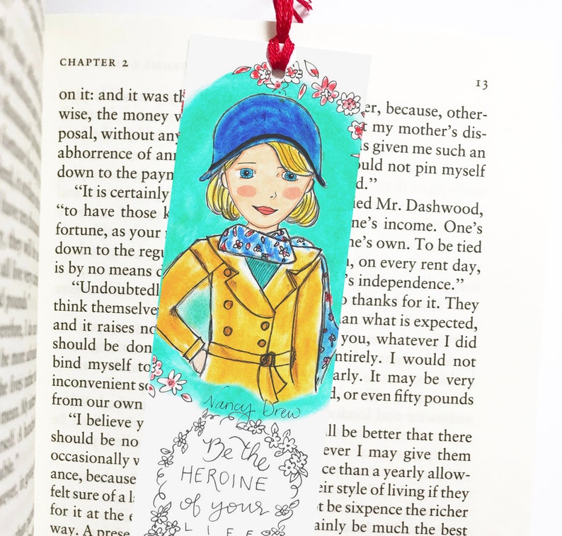 Nancy Drew Bookmark Illustrated Bookmark Literary - Etsy