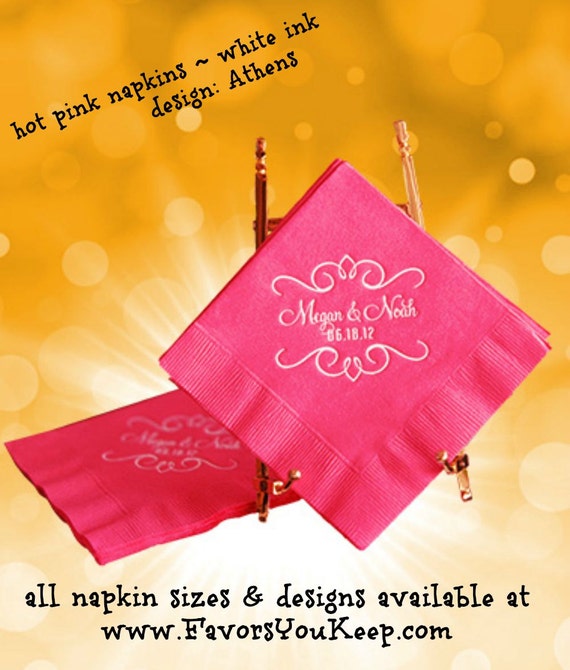 Items similar to 100+ Wedding Napkins Personalized Beverage Napkin for