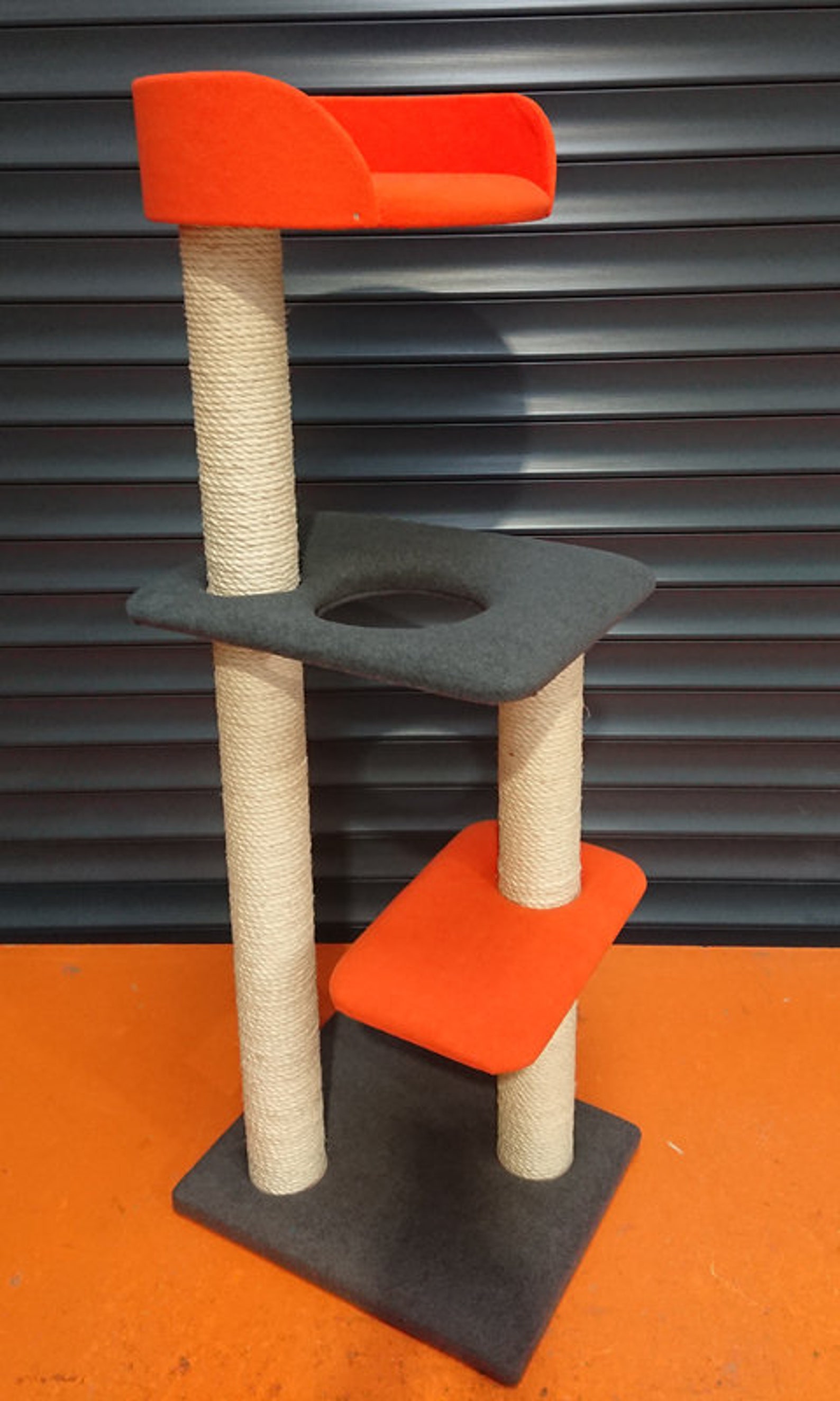 Compact 4ft Tall Cat Tree With Tub Bed Cat Furniture by Etsy