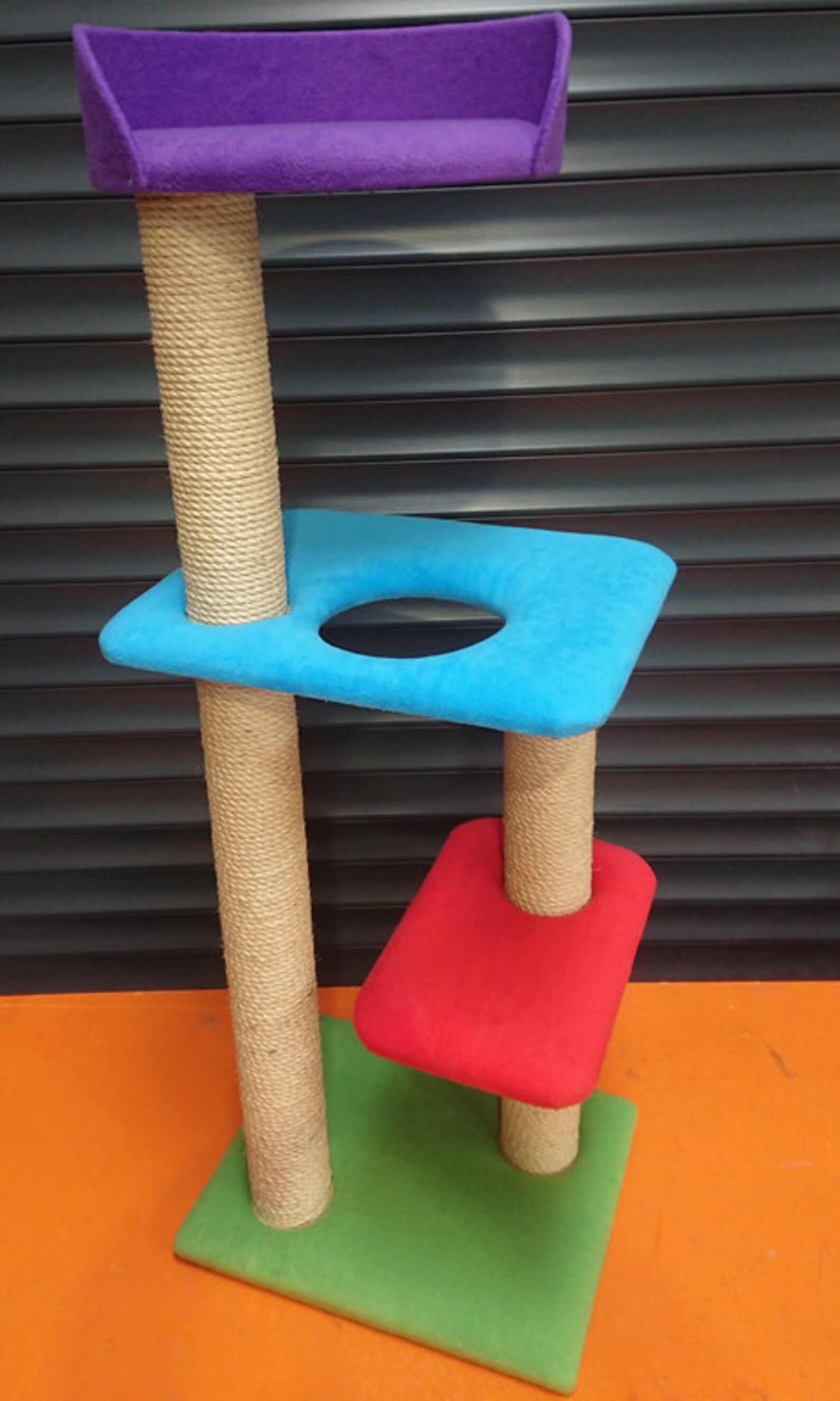 Compact 4ft Tall Cat Tree With Tub Bed Cat Furniture by Etsy