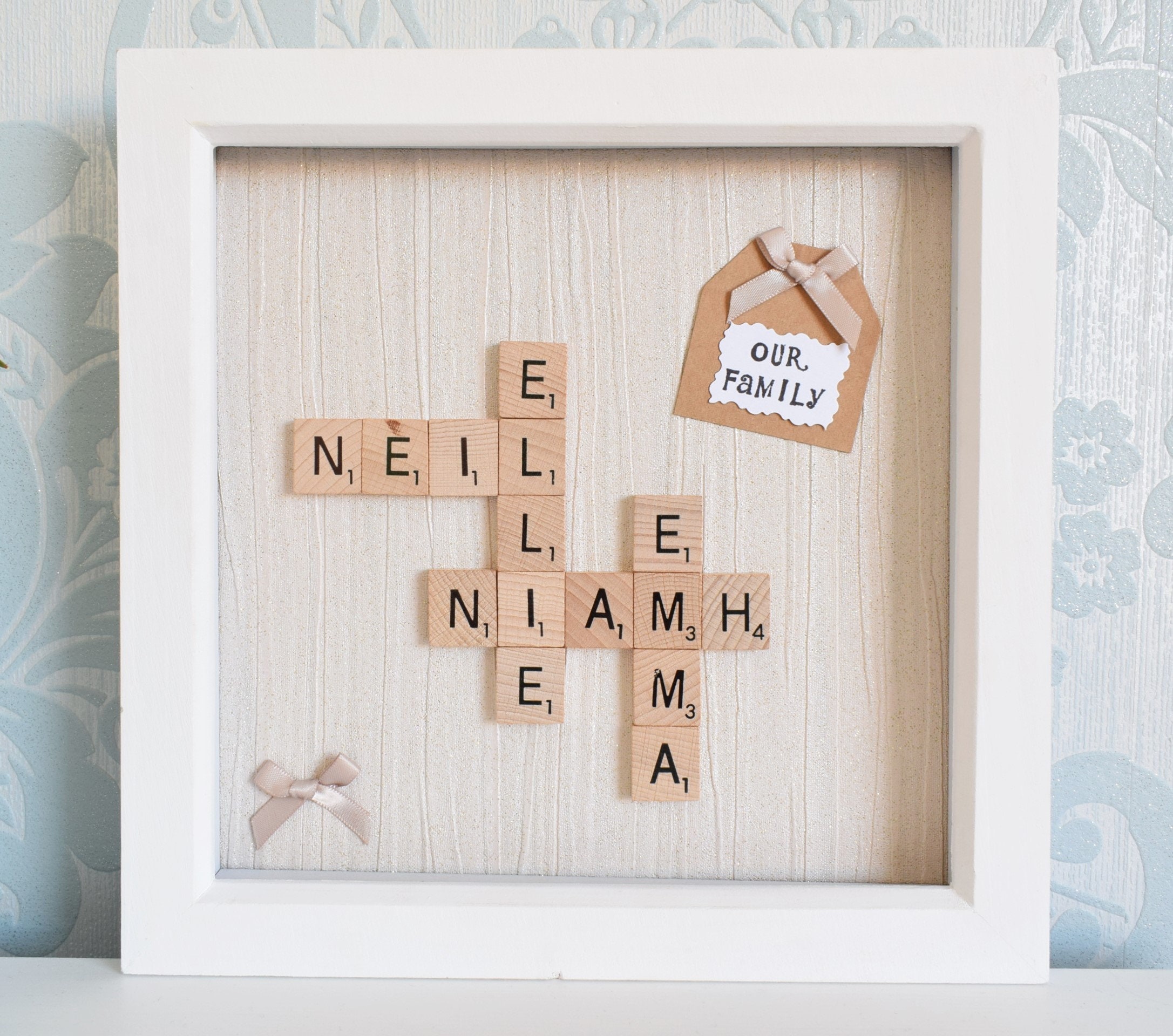 Scrabble Personalised Name Tag Laser Engraved Mum Dad Nan 
