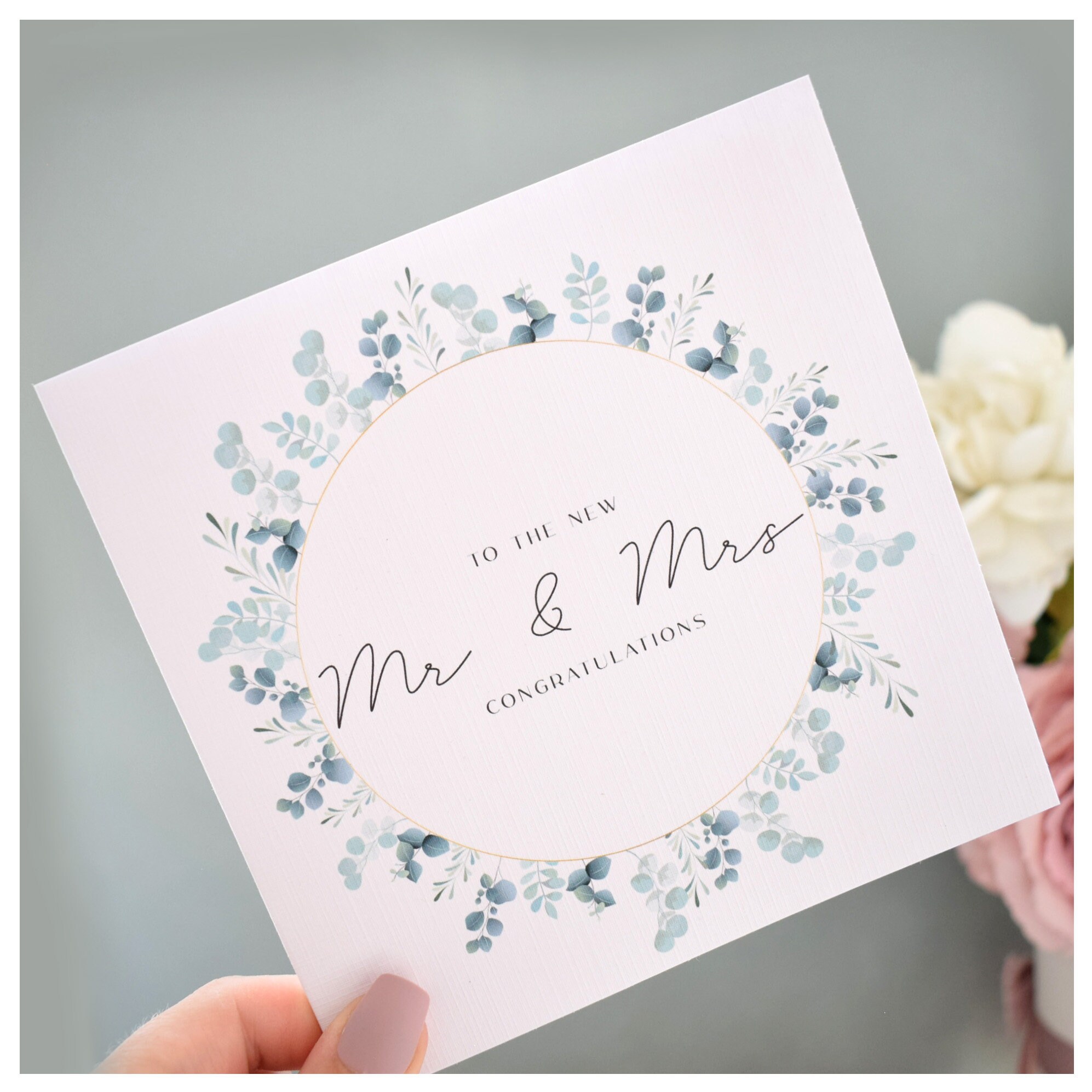 Wedding Greetings Card Wildflower Floral Congratulations To The New Mr & Mrs | Square Congratulations Wedding Card For Bride And Groom For Wedding Day - View #7