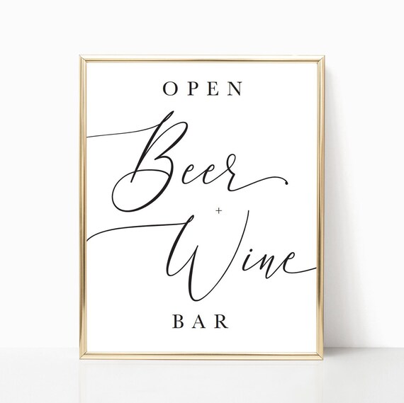 Wedding Beer And Wine Open Bar Sign Cash Cocktails Sign Etsy