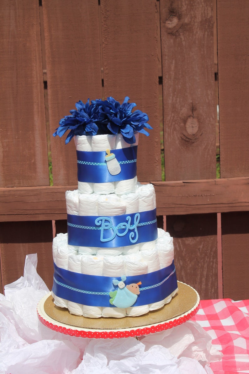 Baby Boy Blue 3-stufen Windel Kuchen-Geschenk für neue | Etsy