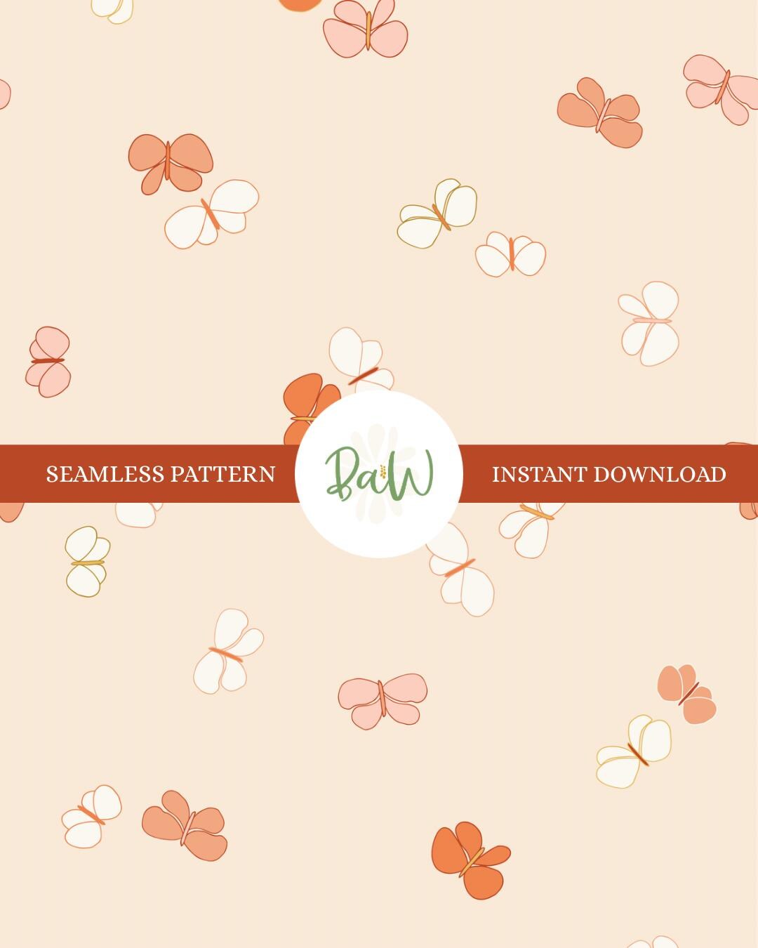 Butterfly Seamless Pattern Pink Ombré Design Girly Spring Fabric ...