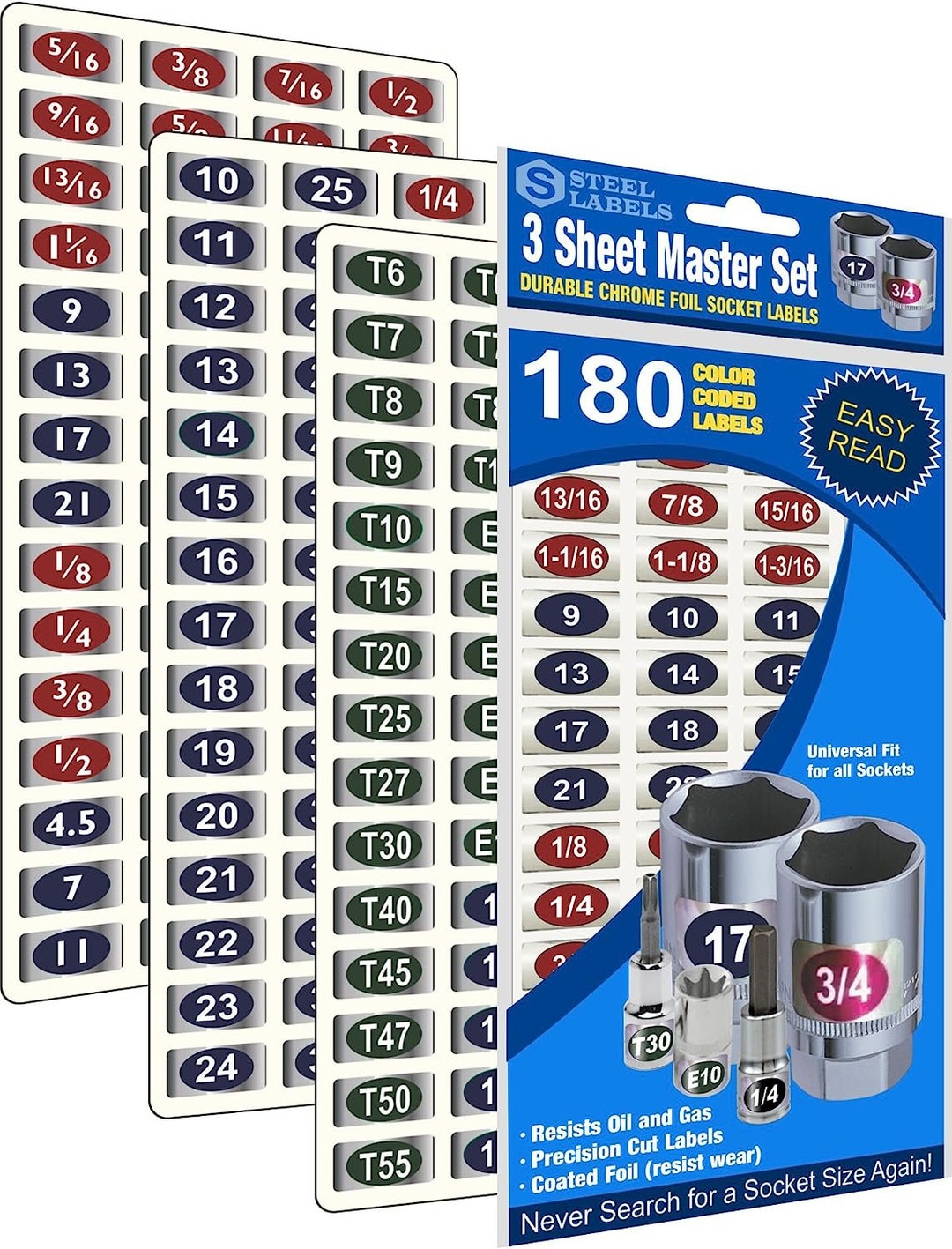 Mechanics Master Set economy Edition Chrome Foil Label Sets for Socket