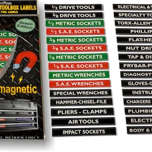 Green Magnetic Toolbox Labels - Organize your toolbox!