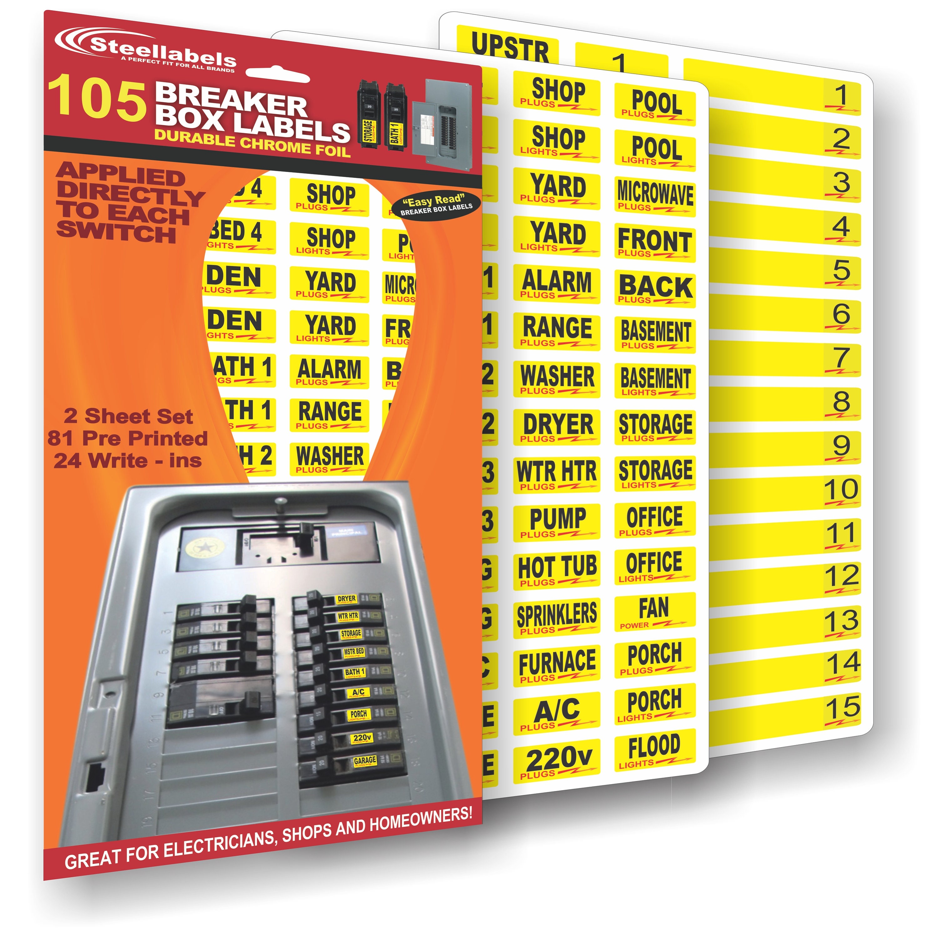 Circuit Breaker Decals - 20 Tough vinyl labels for Breaker Boxes Throughout Breaker Box Label Template