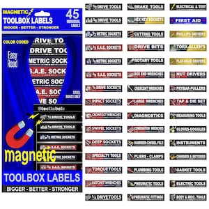 Ultimate Magnetic Toolbox Label organizer set for tool chest, boxes, drawers & cabinets