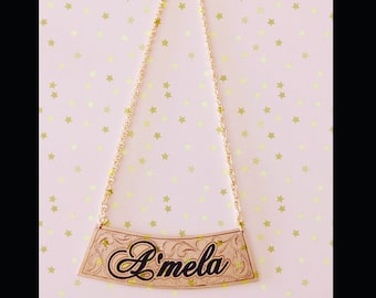 20mm gold filled curved nameplate for name only.