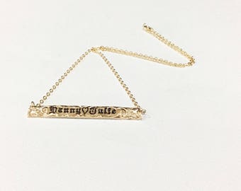 6mm gold filled horizontal pendant for name from 8 to 11 letters.