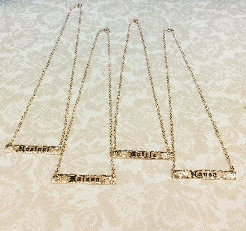 6mm horizontal gold filled Hawaiian pendant for Name up to 8 letters