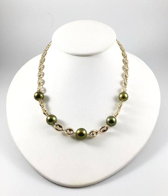 Pistachio Pearls Necklace Etsy