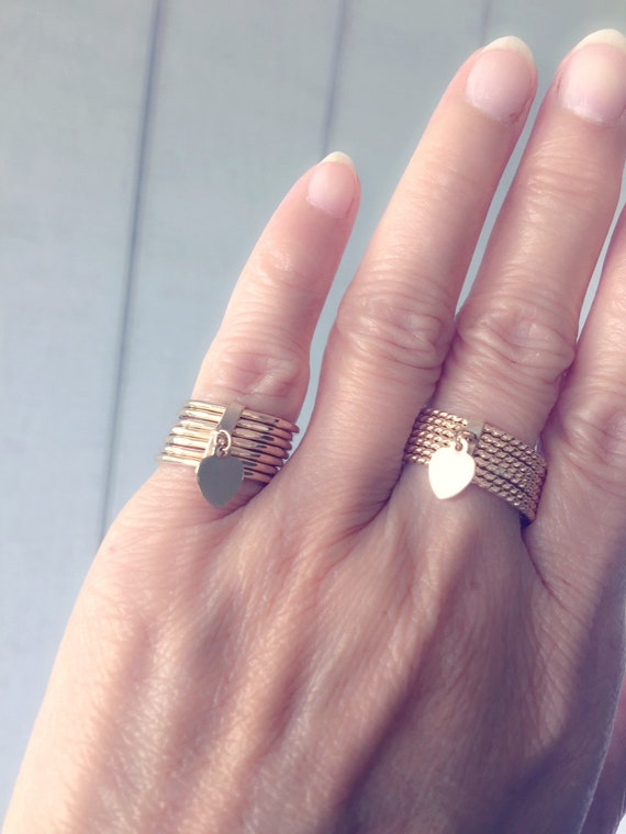 7 jours or rempli bague avec breloque coeur Etsy Canada