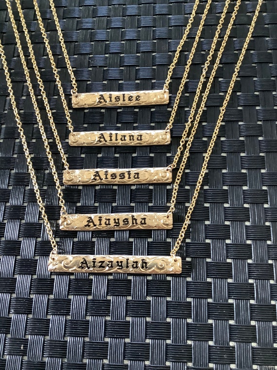 6mm Horizontal Gold Filled Hawaiian Pendant for Name up to 7 