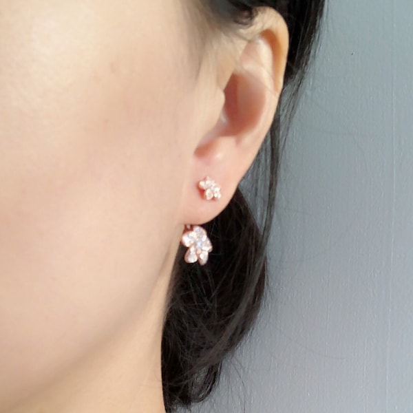 Floater style earrings in Sterling silver with sparkling cubic stones