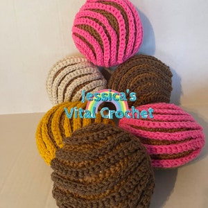 Crochet Pan Dulce, Latino Crochet, Mexican Bread Decor, Mexican Decor, Pretend Play Food, Handmade Pan Dulce Stuffie, Mexican Kitchen Decor