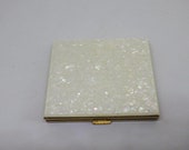 Vintage Kaycraft Shimmering Mother of Pearl Mirror Powder Compact Unused c1950