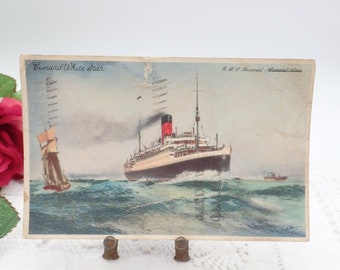 Antique Cunard RMS Ausonia Postcard 1910, Old Postcards, Collectible Post Cards, Antique Postcards, White Star Liner, Silver Jubilee Stamps