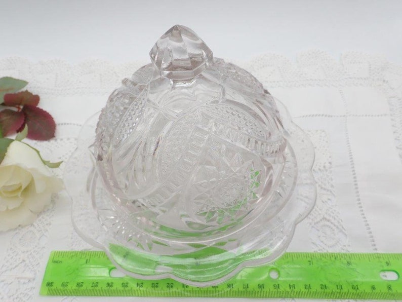 Pressed Glass Butter Dish Butter Holder Vintage Glassware Etsy Canada