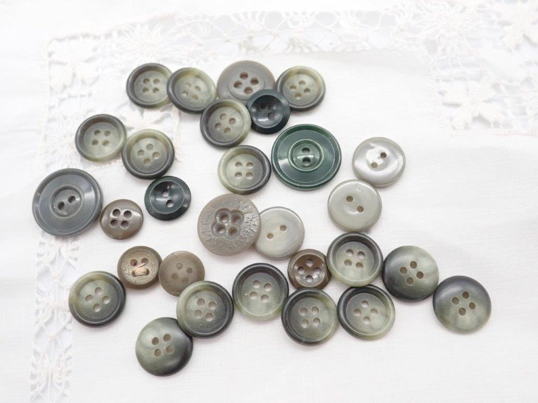 Buttons, Vintage Buttons, Olive Green Buttons, Button Bundle, Crafting, Knitting, Sewing ...