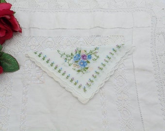 Vintage Floral Printed Handkerchief, Vintage Handkerchief, Antique Hanky, Pretty Linen Handkerchief, Hankies, Vintage Linens, Gift for Gran