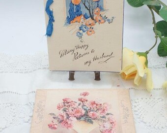 2 Vintage Birthday Cards, Antique Birthday Cards, Birthday Greetings, Antique Postcards, Birthday Cards, Husband Birthday, Brother Birthday