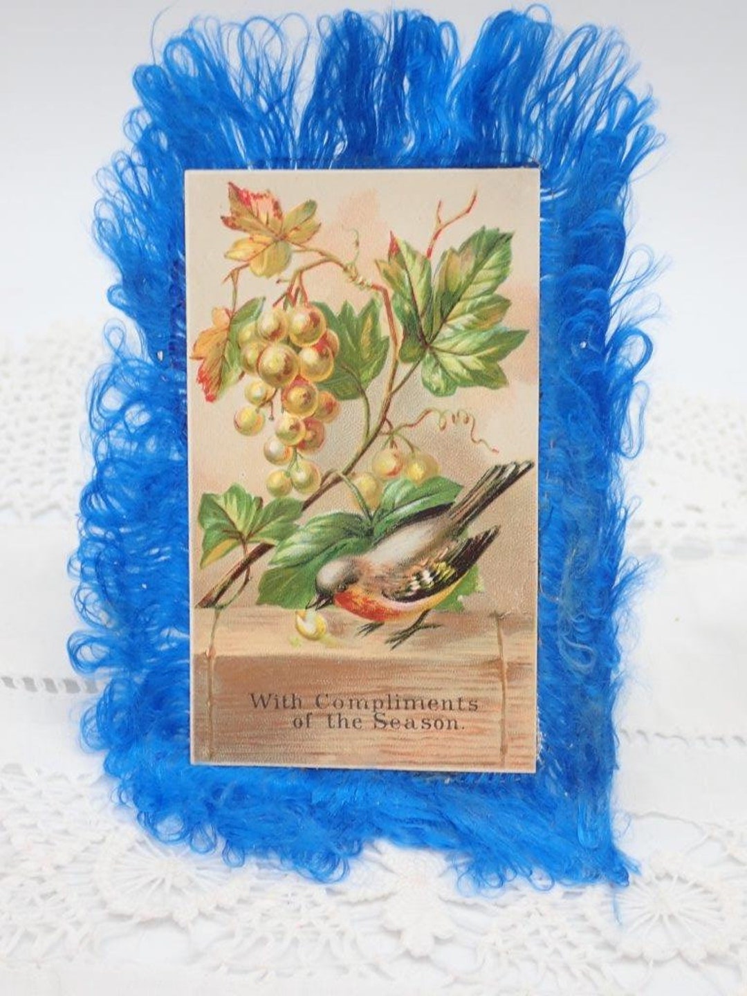 Antique Fringed Christmas Card Vintage Silk Fringed Card Etsy