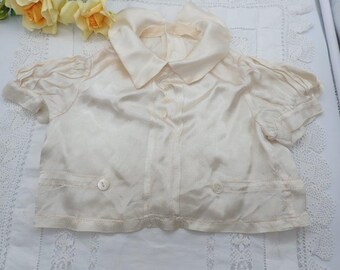 Vintage Satin Short-Sleeve Child's Top, Vintage Children's Clothing, Little Boy Shirt, Little Girl Shirt, Vintage Shirt For Large Doll, a/f