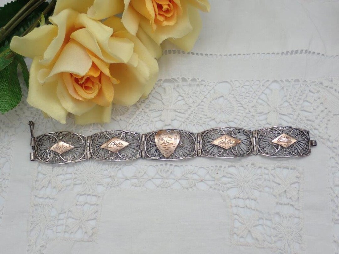 Vintage 6.5 Sterling Silver & Gold Bracelet Silver and Etsy