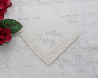 Antique Embroidered Handkerchief, Vintage Handkerchief, Antique Hanky, Pretty Linen Handkerchief, Hankies, Embroidered Linens, Gift for Gran