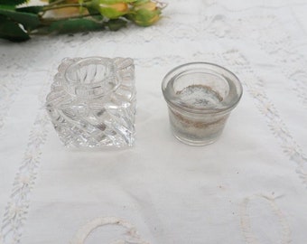 Antique Glass Inkwell Insert, Glass Ink Well Liner, Glass Inkwell Reservoir, Glass Inkwell Parts, Antique Inkwell Reservoir, 2 available