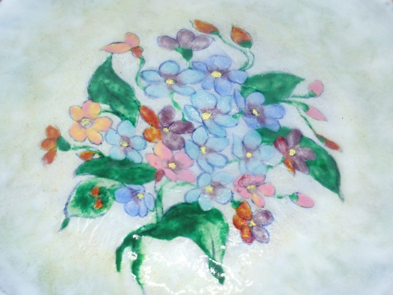 Exquisite Edwardian Enamel on Copper Signed Decorative Bowl Limoges c1910 Raymonde Mathieu Vide Poche