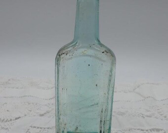 Antique Aqua Glass Castoria Bottle c1890, Antique Bottles, Aqua Glass Bottle, Blue Glass, Aqua Glass, Collectible Bottles, Blue Glass Bottle