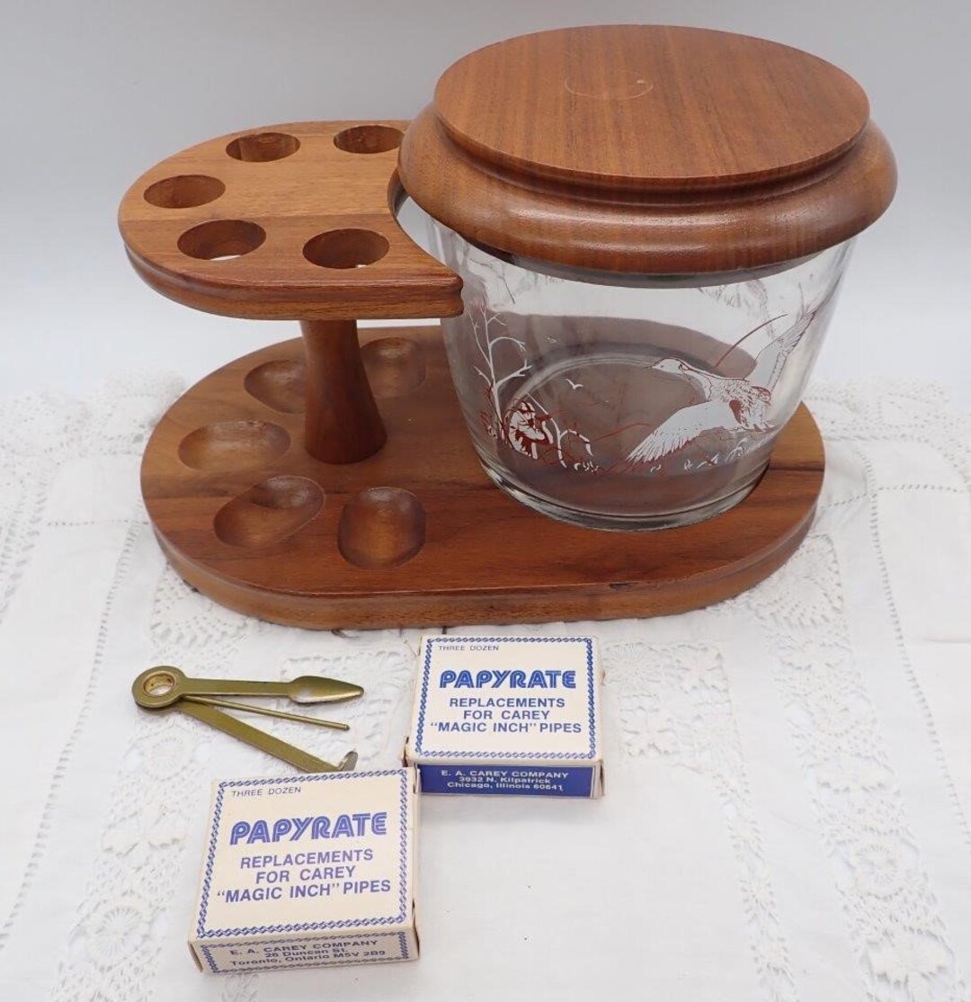 Decatur Walnut Pipe Stand & Humidor Vintage Pipe Stand Pipe Etsy