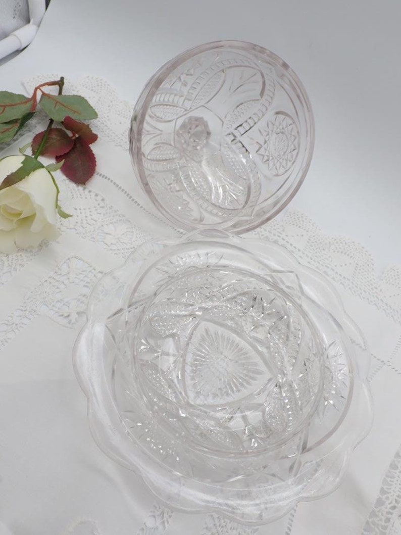 Pressed Glass Butter Dish Butter Holder Vintage Glassware Etsy Canada