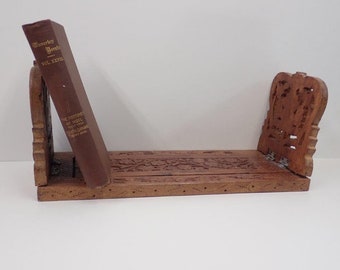 Vintage Carved Wooden Expanding Book Slide, Book Slides, Book Ends, Book Stoppers, Wooden Bookends, Bookends, Book Lover Gifts, Book Holders