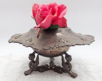 Art Deco/Egyptian Revival Rose Bowl, Antique Silver Plate, Embossed Silver Plate, Rose Bowl, Centrepiece, Centerpiece, Gifts for Mom