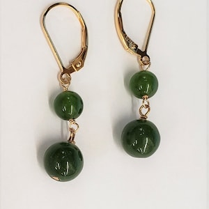 Jade Drop Earrings made with Lever-back  Gold Filled Ear Wires