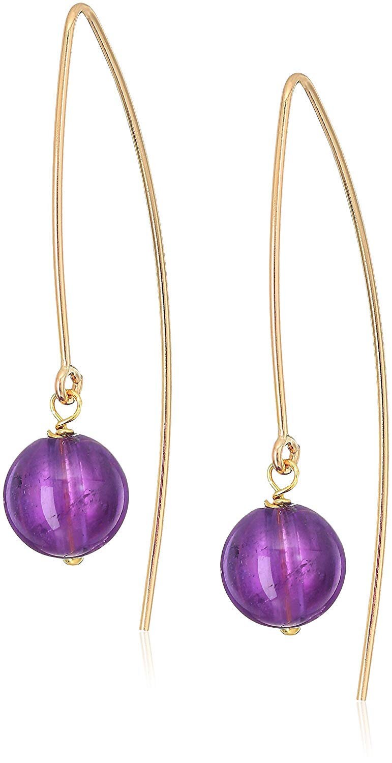 8mm Gemstone Beaded Drop Earrings With 14K  Gold Filled Ear Wires