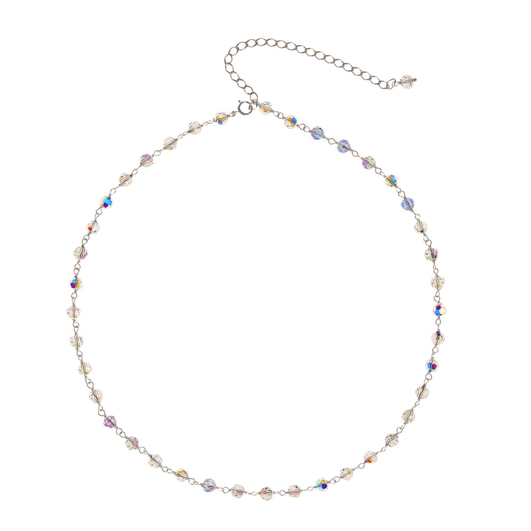 Aurora Borealis Choker Necklace Made With European Glass Crystals, 14 3 ...