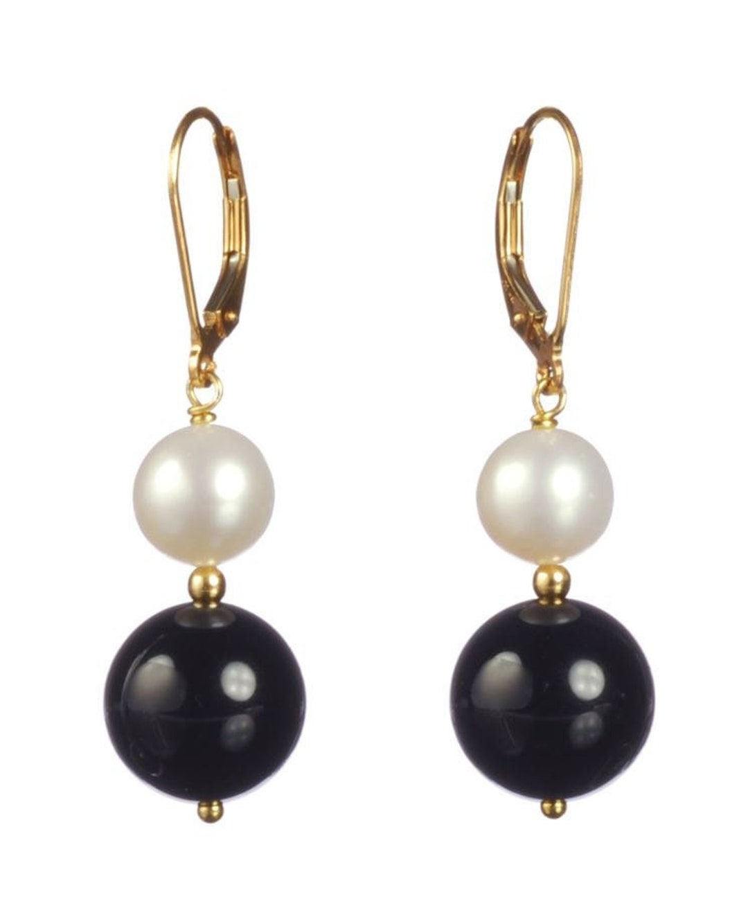ピアス LESS IS MORE 14K gold field hook black pearl earrings 14k Gold-filled Leverback Dangle Earrings With 12mm Black