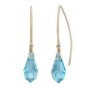 Gold Filled Marquise Hook Earring Made With faceted 11 x 5 mm Light Turquoise Color Austrian Crystal for Women and Men