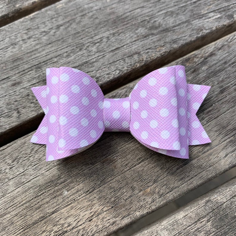 Faux Leather BowLeather BowBowDouble Layer BowBaby BowBaby HeadbandInfant BowNylon HeadbandCute BowLavender Bow